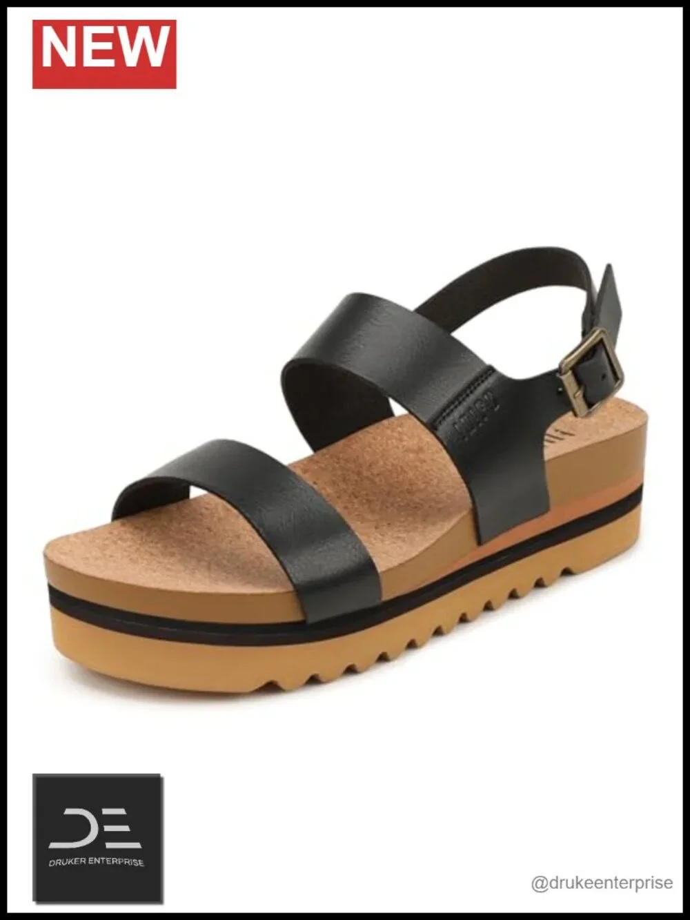 Women's Platform Sandals Wedge Heels Ankle Strap Cushioned Arch Support PU